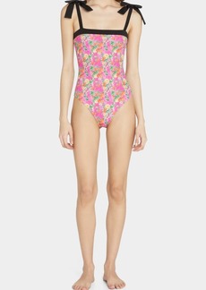 Caroline Constas Irina Floral Shoulder-Tie One-Piece Swimsuit