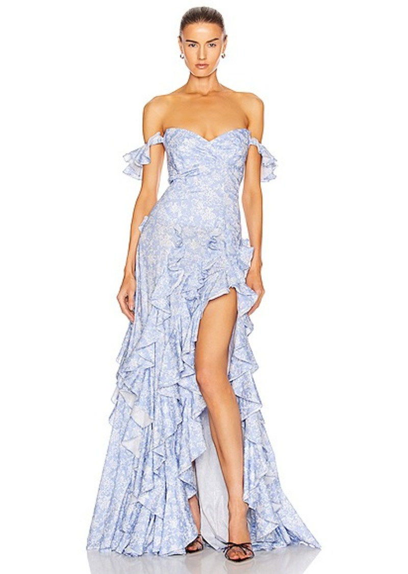 caroline constas ruffle gown