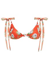 Caroline Constas Woman Clem Floral-print Triangle Bikini Top Coral