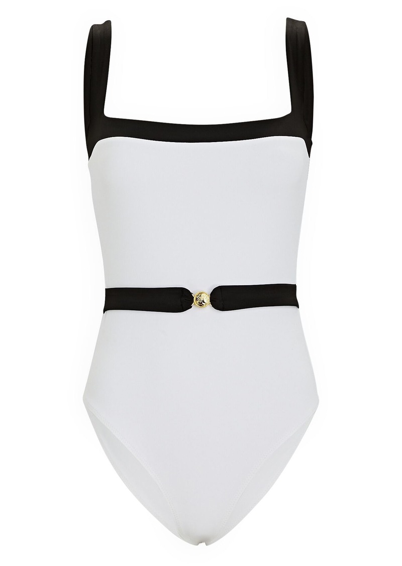 Caroline Constas Davey Belted One Piece Swimsuit Swimwear