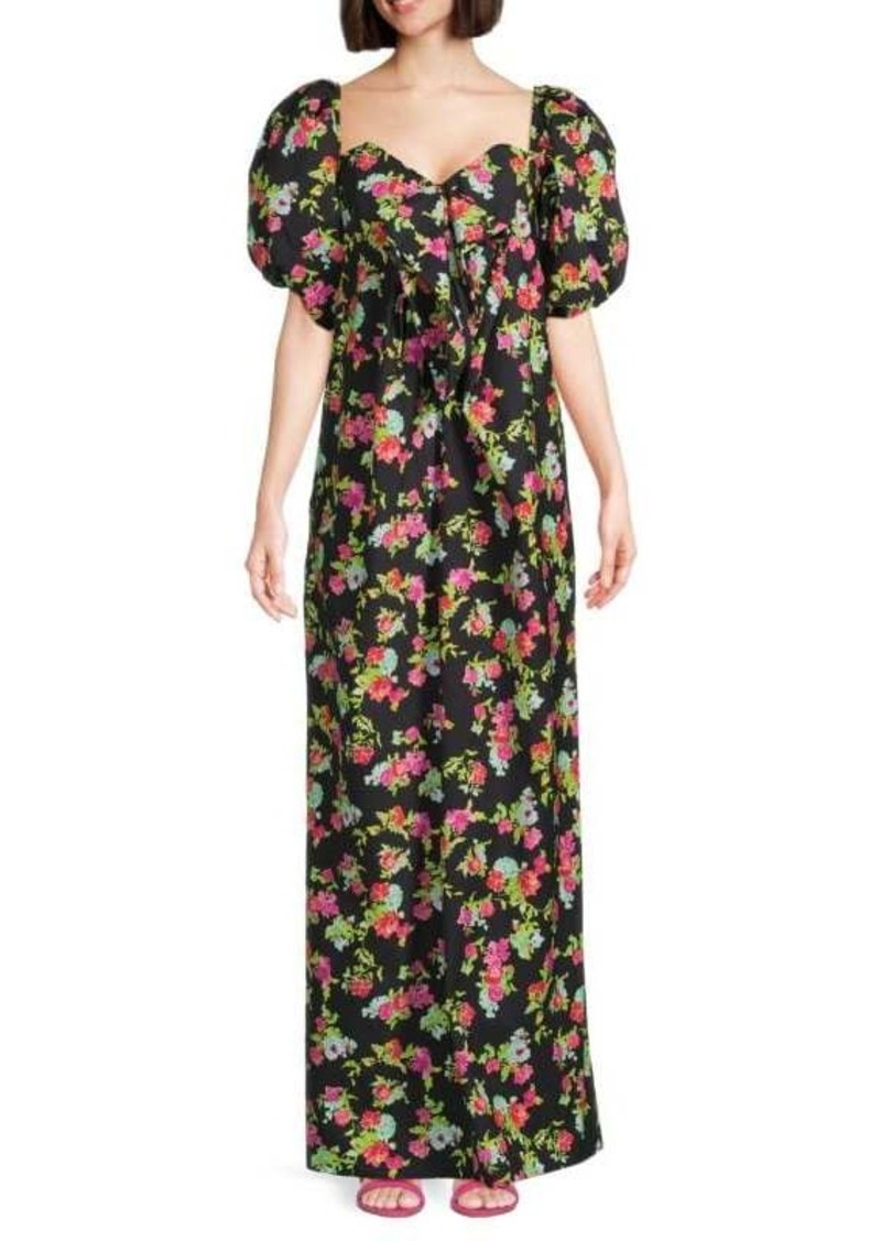 Caroline Constas Reyna Floral Puff Sleeve Maxi Dress