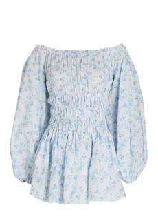 Caroline Constas Sage Off-The-Shoulder Floral Mini Dress