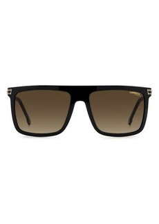 Carrera Eyewear 58mm Flat Top Rectangular Sunglasses in Black /Brown Gradient at Nordstrom