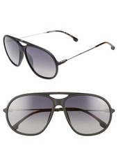 Carrera Eyewear 60mm Polarized Aviator Sunglasses in Matte Black/Grey at Nordstrom