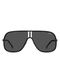 Carrera Eyewear 64mm Polarized Aviator Sunglasses in Matte Black /Grey at Nordstrom