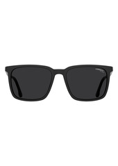 Carrera Eyewear 55mm Polarized Rectangle Sunglasses in Matte Black/Gray Pz at Nordstrom
