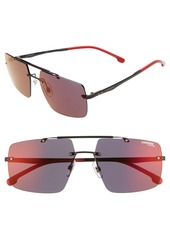 Carrera Eyewear 55mm Polarized Tinted Rimless Navigator Sunglasses in Matte Black/Red at Nordstrom