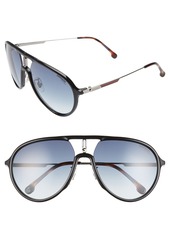 Carrera Eyewear 59mm Aviator Sunglasses in Black Ruthenium/Blue at Nordstrom
