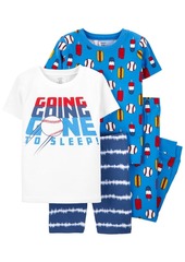Carter's Little Boys Baseball Snug Fit Pajama, 4 Piece Set