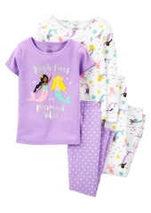 Carter's Little Girls Mermaid Snug Fit Pajama, 4 Piece Set
