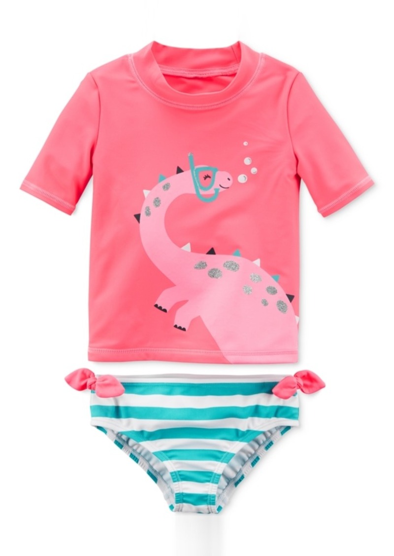 Baby Toddler Girls Swimsuit Set Dinosaur Swimming Rash Guard with Hat 