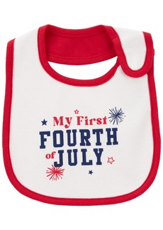Carter's Baby Boys and Baby Girls 4th Of July Teething Bib - White/Red