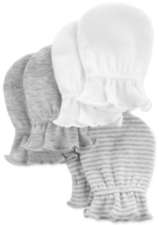 Carter's Baby Boys or Baby Girls Assorted Cotton Mittens, Pack of 3 - Grey