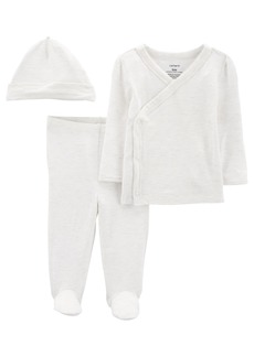 Carter's Baby Boys or Baby Girls Side Snap Bodysuit, Pants and Cap, 3 Piece Set