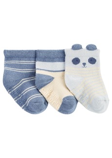 Carter's Baby Boys Panda Socks, Pack of 3 - Blue