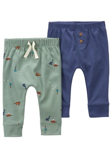 Carter's Baby Boys and Baby Girls Pull on Pants, Pack of 2 - Green/Blue