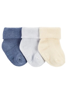 Carter's Baby Boys Soft Cotton Ribbed Socks, Pack of 3 - Blue