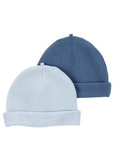 Carter's Baby Boys Rolled Cuff Hats, Pack of 2 - Blue