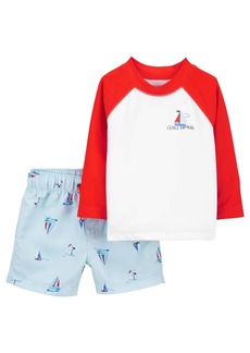 Carter's Baby Carter's Sailboat Rash Guard Top and Shorts Swim Set - Blue