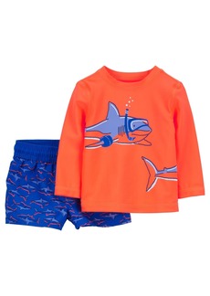 Carter's Baby Carter's Shark Scuba Rash Guard Top and Shorts Swim Set - Orange