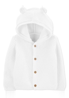 Carter's Baby Cotton Hooded Cardigan With Bear Ears - White
