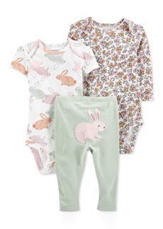 Carter's Baby Girls Short and Long Sleeve Bodysuits and Pants, 3 Piece Set