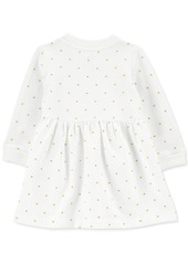 Carter's Baby Girls Cat-Face Polka-Dot Fleece Dress with Diaper Cover - Ivory