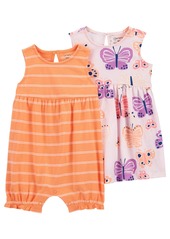 Carter's Baby Girls Dress and Romper with Bloomer, 3 Piece Set