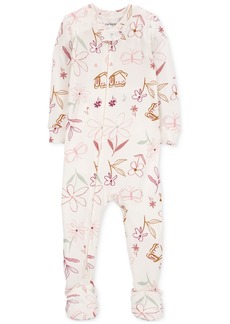 Carter's Baby Girls Floral One-Piece PurelySoft Footed Pajamas - Ivory