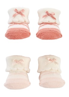 Carter's Baby Girls Folded Cuff Sock Booties, Pack of 2 - Pink