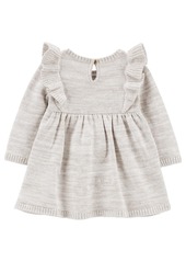 Carter's Baby Girls Long Sleeve Sweater Dress with Diaper Cover - Gray