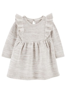 Carter's Baby Girls Long Sleeve Sweater Dress with Diaper Cover - Gray