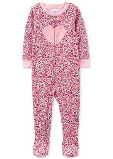 Carter's Baby Girls One-Piece Heart Floral-Print 100% Snug Fit Cotton Footed Pajamas - Pink