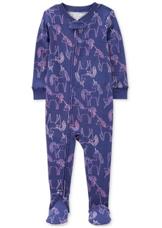 Carter's Baby Girls One-Piece Unicorn 100% Snug Fit Cotton Footed Pajamas - Purple