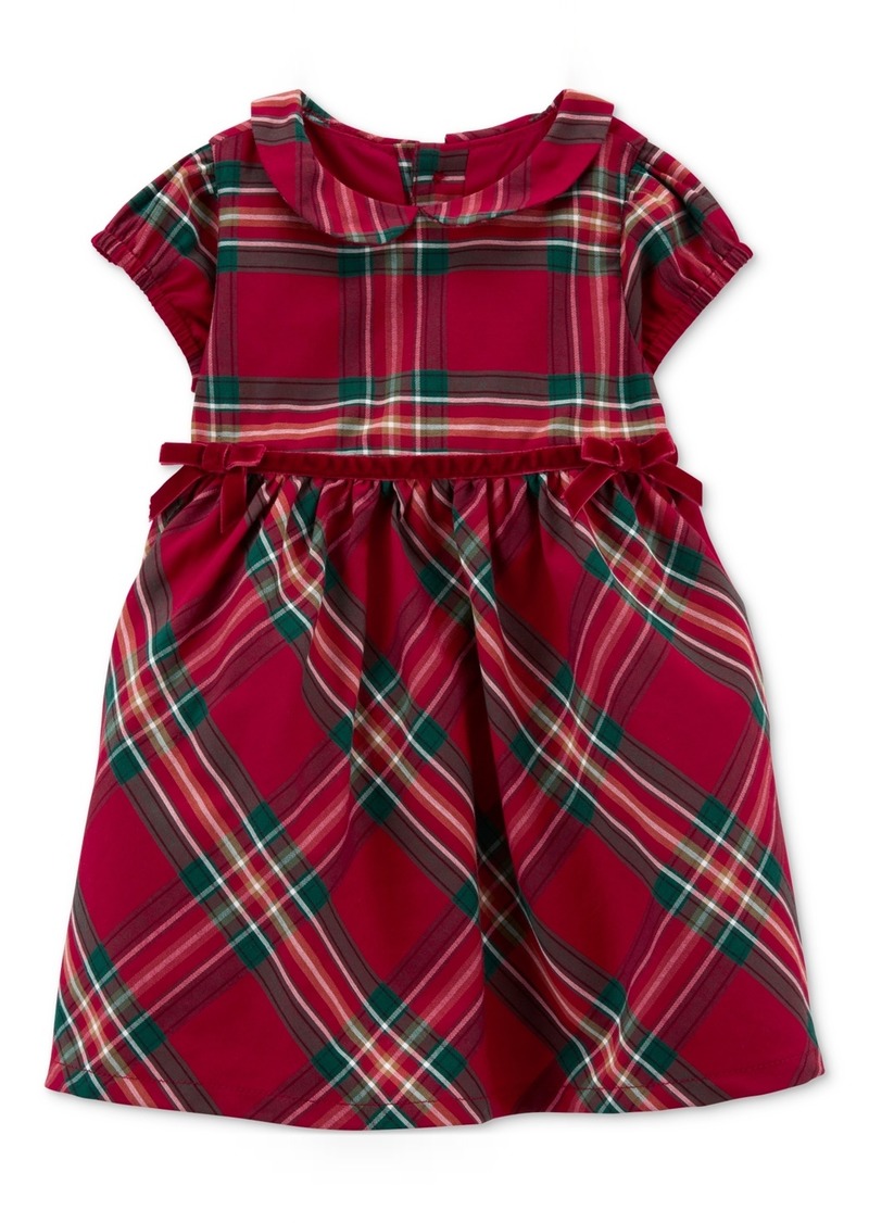 Carter's Baby Girls Plaid Sateen Holiday Dress - Red