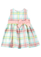 Carter's Baby Girls Plaid Sateen Sleeveless Dress With Bow