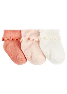 Carter's Baby Girls Ribbed Socks, Pack of 3 - Pink