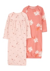 Carter's Baby Girls Sleeper Gowns, Pack of 2 - Pink
