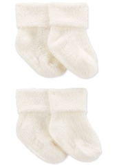 Carter's Baby Boys or Baby Girls Fold Over Cuff Booties, Pack of 4 - White