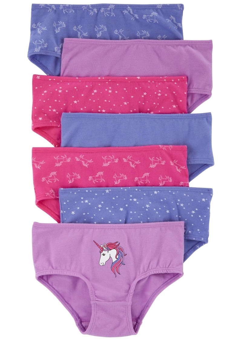 Carter's Big Girl 7 Pack Unicorn Stretch Cotton Undies - Purple/Blue