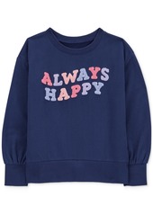 Carter's Little & Big Girls Always Happy French Terry Sweatshirt - Blue