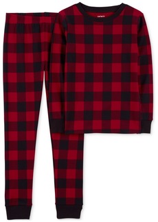 Carter's Little & Big Kids Buffalo Check 100% Snug Fit Cotton Pajamas, 2 Piece Set - Black/Red