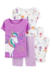 Carter's Big Girls 4-Pc. Unicorn Printed Cotton Pajamas Set