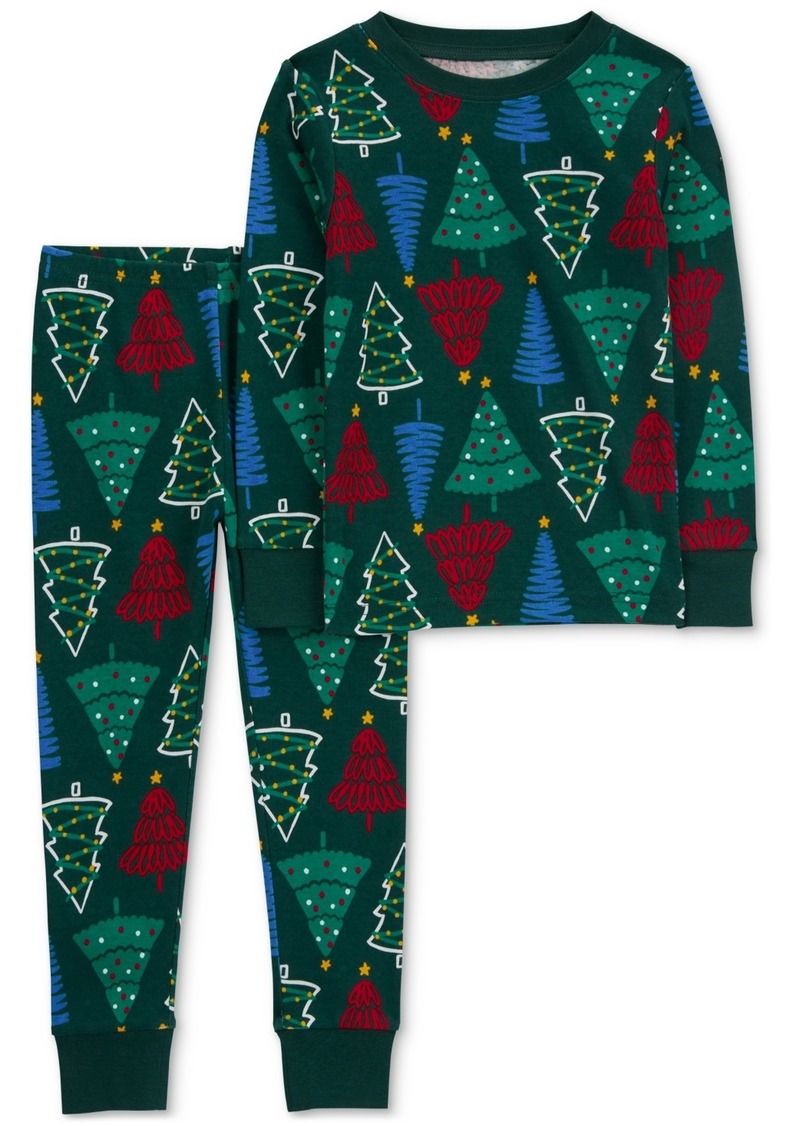 Carter's Toddlers Christmas Tree-Print 100% Snug Fit Cotton Pajamas, 2 Piece Set - Green