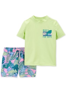 Carter's Toddler Boys Rays for Days Rash Guard Top and Tropical-Print Swim Shorts, 2 Piece Set - Assorted