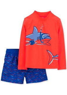 Carter's Toddler Boys Scuba Shark Rash Guard Top and Printed Swim Shorts, 2 Piece Set - Assorted