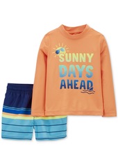 Carter's Toddler Boys Sunny Days Rash Guard Top and Striped Swim Shorts, 2 Piece Set - Assorted