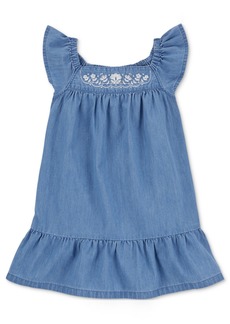 Carter's Toddler Girls Embroidered Chambray Dress - Med Blue