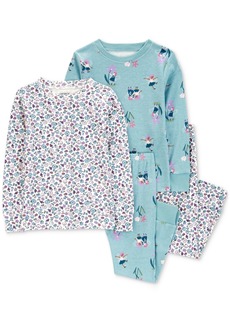 Carter's Toddler Girls Fairy-Print 100% Snug-Fit Cotton Pajamas, 4 Piece Set - Blue