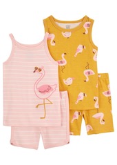 Carter's Toddler Girls Flamingo Print Pajama Set, 4 Piece Set - Pink